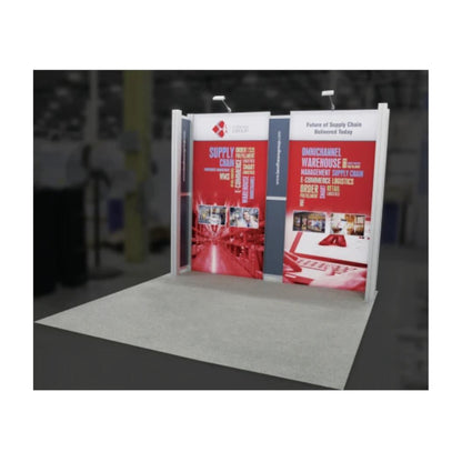 Trade show display with supply chain and warehouse management banners for exhibitions and events
