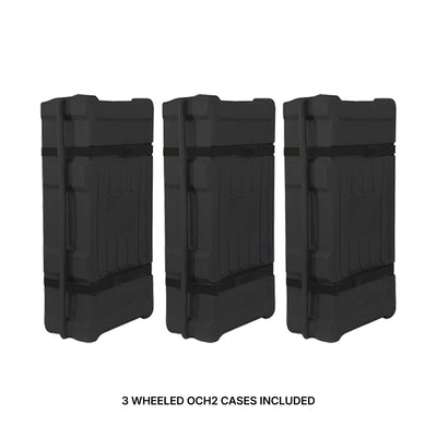 Three durable wheeled cases for easy transport of modular displays at trade shows and exhibitions