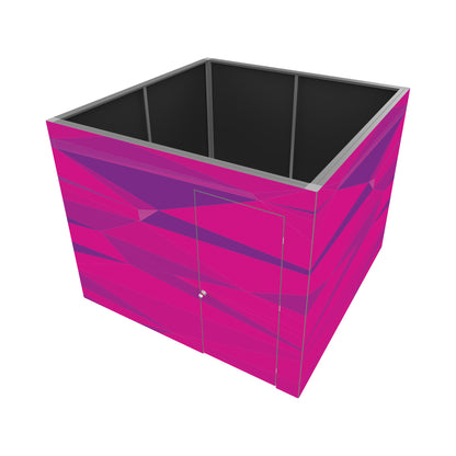 Modular trade show booth with graphic walls and a door for exhibitions and special events