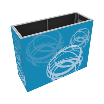 Modular trade show counter with graphic panels for exhibitions and special events