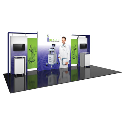 Modular trade show display featuring medical imaging system and healthcare professional for exhibitions and events