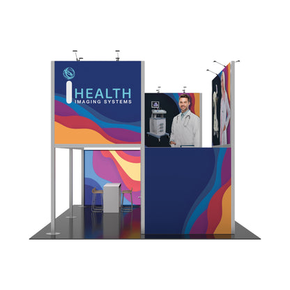 Modular trade show display for health imaging systems with meeting area and medical visuals