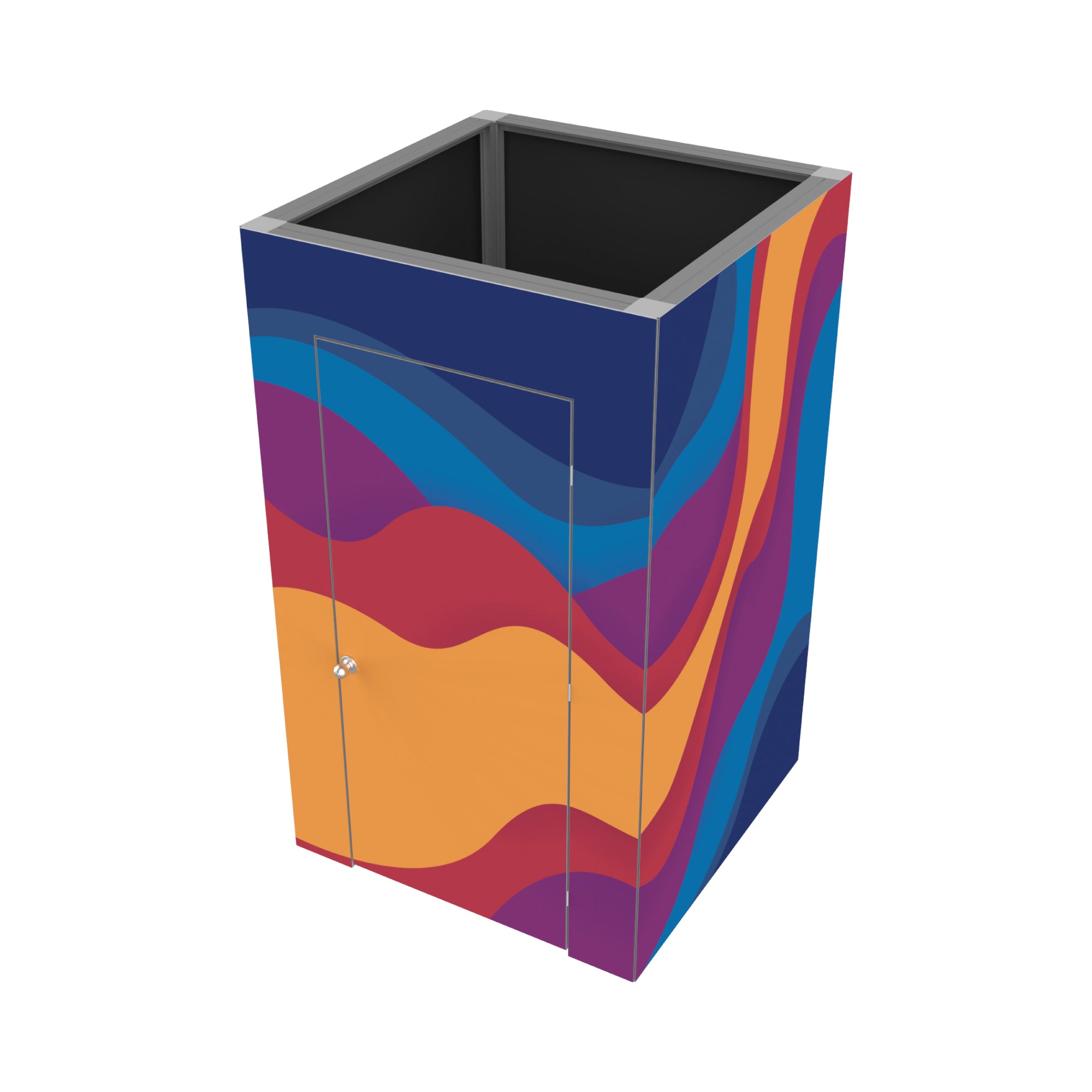 Modular trade show booth with door showcasing customizable event exhibition display solution