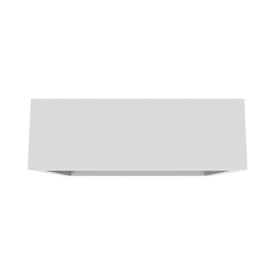 Modular trade show counter with illuminated front panel and storage shelves for exhibitions