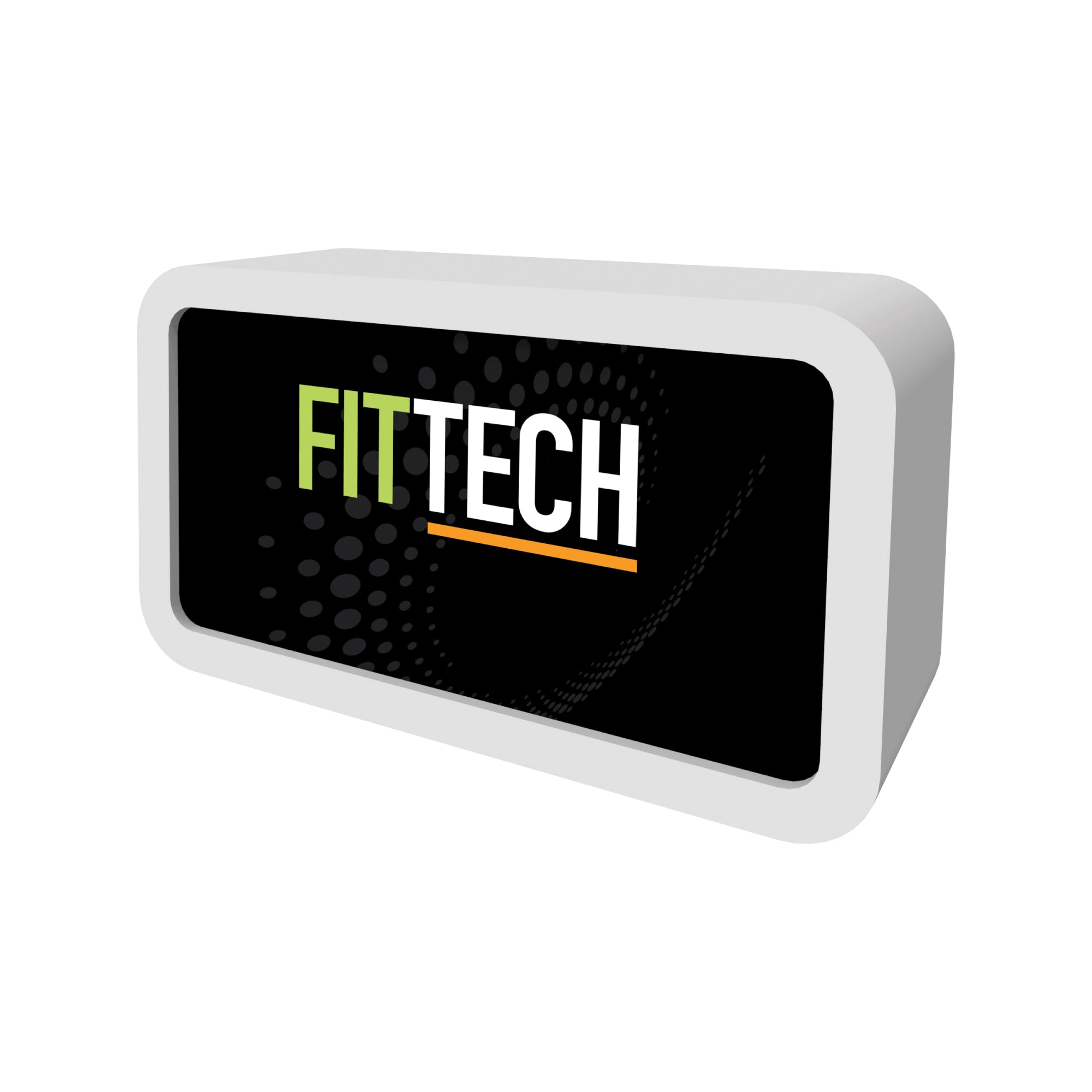 Modular trade show counter with FITTECH branding for exhibitions and special events