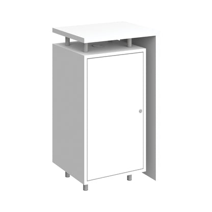 Modular trade show counter with storage cabinet suitable for exhibitions and special events
