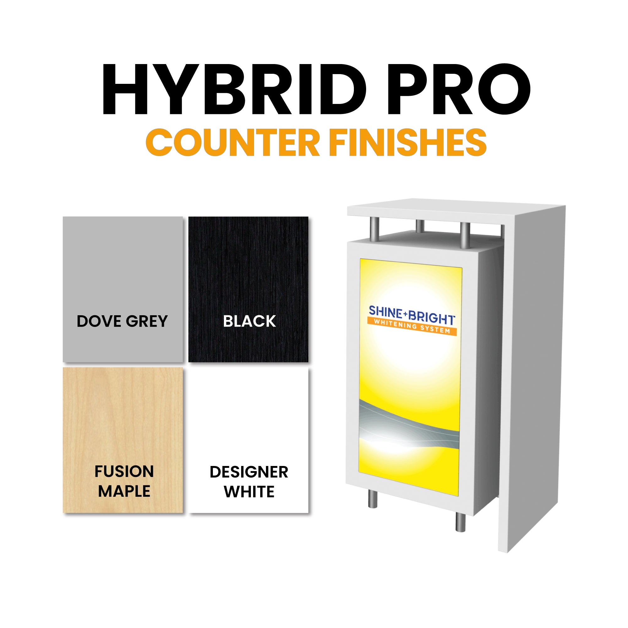 Modular Hybrid Pro trade show counter with interchangeable finishes for exhibitions and special events
