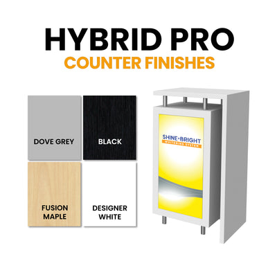 Modular Hybrid Pro trade show counter with interchangeable finishes for exhibitions and special events