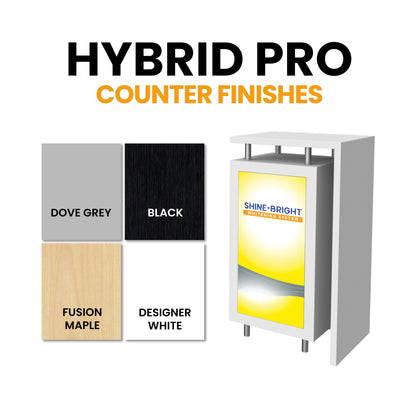Modular Hybrid Pro trade show counter with interchangeable finishes for exhibitions and special events