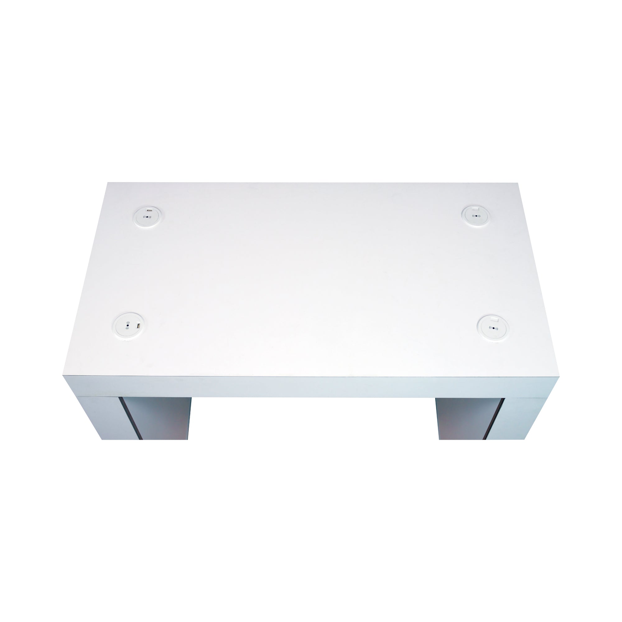 Modular counter table with built-in power outlets for trade shows and exhibitions