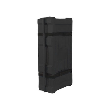 Compact modular trade show counter case designed for easy transport and quick setup at exhibitions