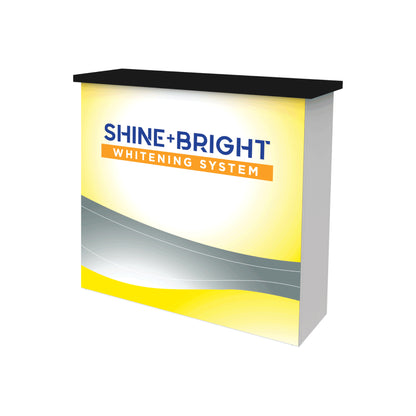 Modular trade show counter with branded graphic for exhibition and special events display