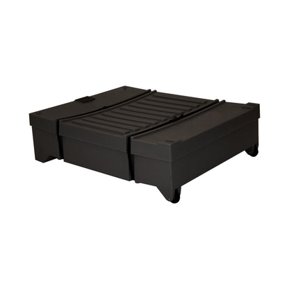 Compact modular counter base with casters for easy transport at trade shows and exhibitions