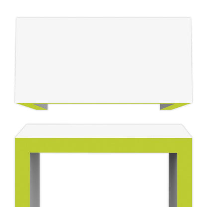 Modular trade show counter with clean lines and open rectangular frame for exhibitions and events