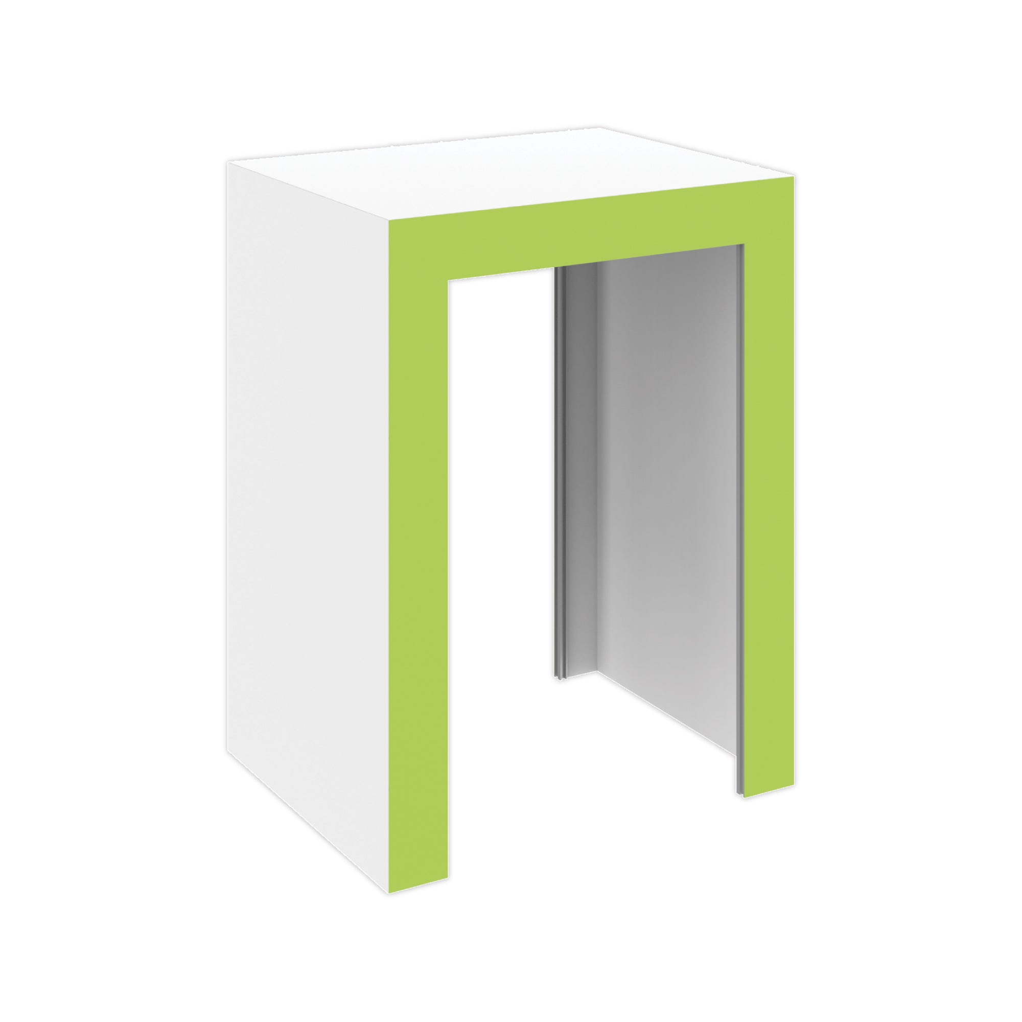 Modular trade show counter with open front design for exhibitions and special events