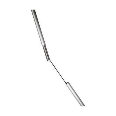 Close-up of trade show banner stand pole with tension cable for exhibition display setup