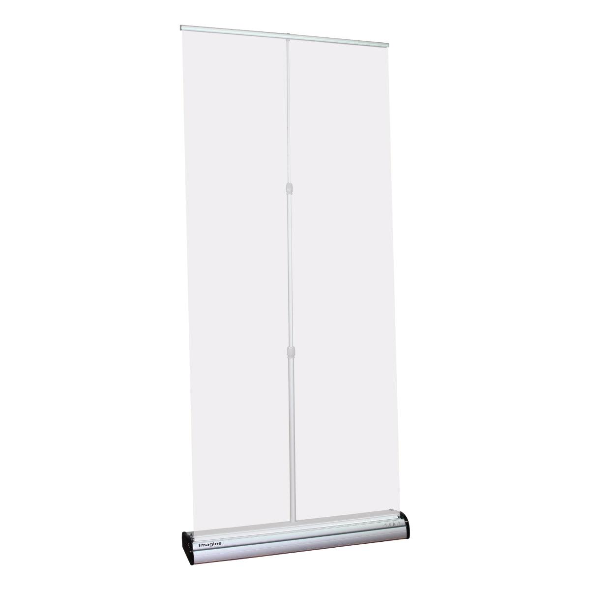 Retractable banner stand with adjustable pole, ideal for trade shows and exhibitions