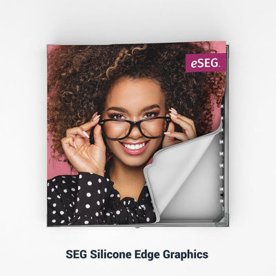 SEG silicone edge graphic fabric panel for trade show and exhibition display featuring vibrant portrait