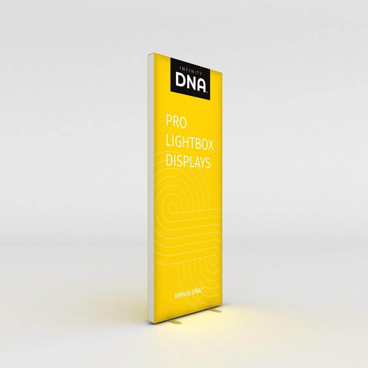 Tall freestanding lightbox display ideal for trade shows and exhibitions with bold branding