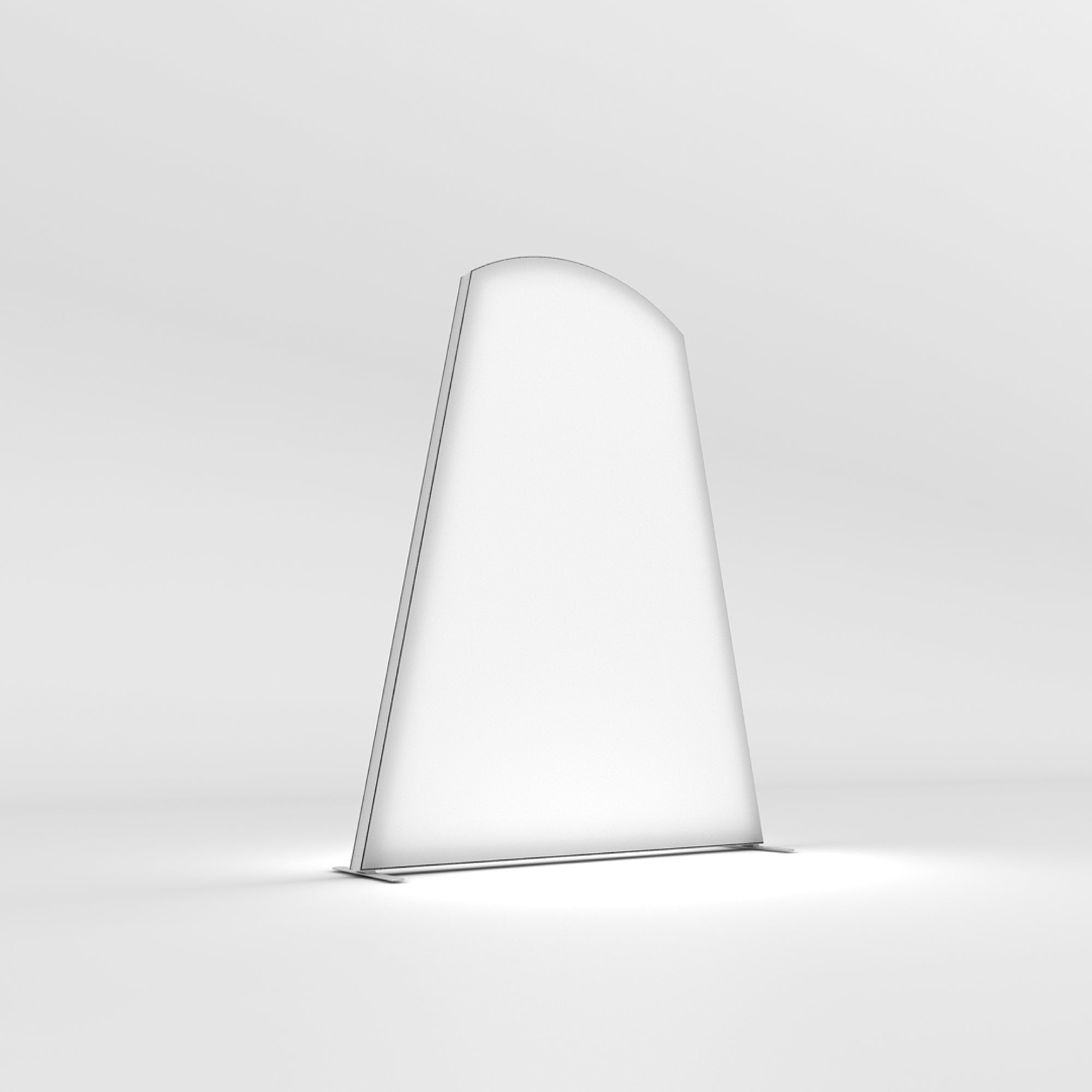 Illuminated trade show display wall with curved top for exhibitions and special events