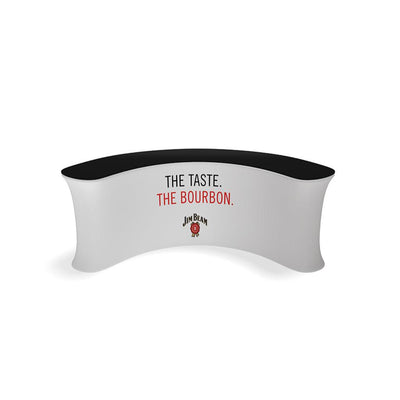 Curved promotional infodesk counter for trade shows with Jim Beam bourbon branding