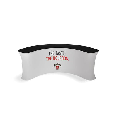 Curved promotional infodesk counter for trade shows with Jim Beam bourbon branding
