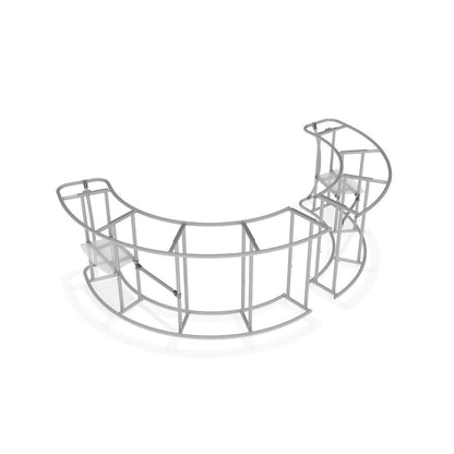 Curved modular frame structure for trade show counters and exhibition displays