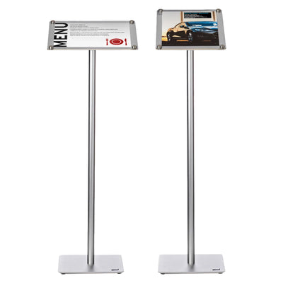 Freestanding info stands with poster holders for trade shows and exhibitions display signage