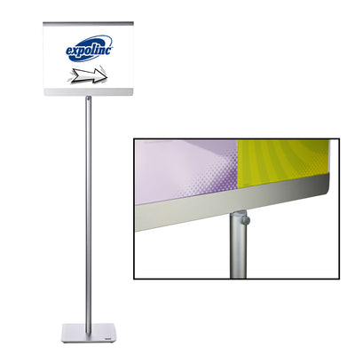 Adjustable info stand with graphic panel for trade shows and exhibitions