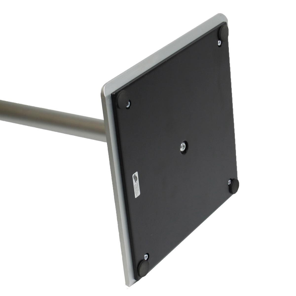 Square display base with metal pole for trade show and exhibition info stands