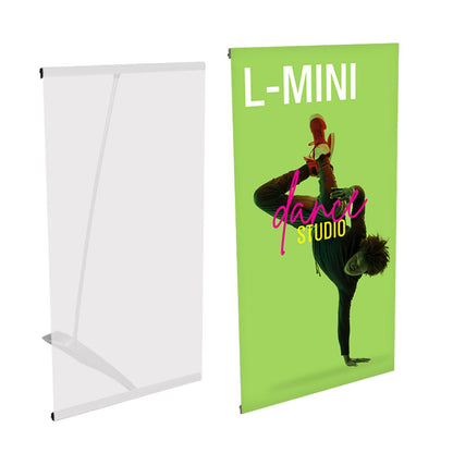 Compact tabletop banner stand displaying dance studio promotion for trade shows and exhibitions