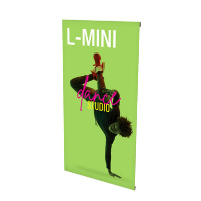 L-Mini tabletop banner stand displaying dance studio promotion for trade shows and exhibitions