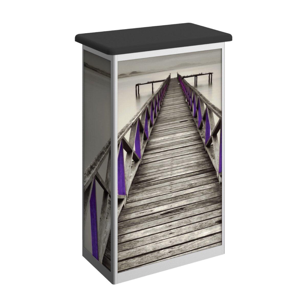 Trade show rectangle counter with photo graphic wrap for exhibitions and special events