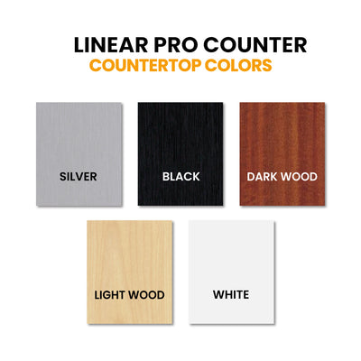 Countertop surface options for Linear Pro counters used in trade shows, exhibitions, and special events