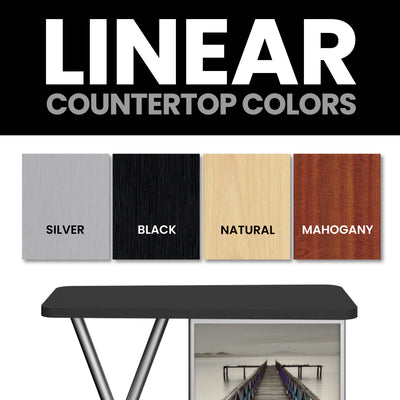 Countertop laminate samples above modern trade show counter for exhibitions and events