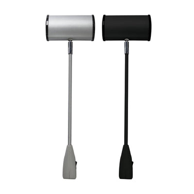 Two adjustable LED spotlights designed for trade shows and exhibitions with long stems and compact heads