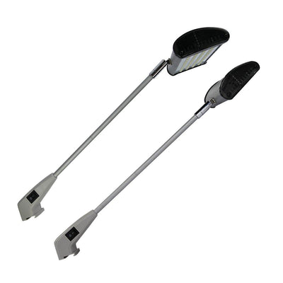 Pair of LED spotlights with adjustable heads designed for trade show and event lighting