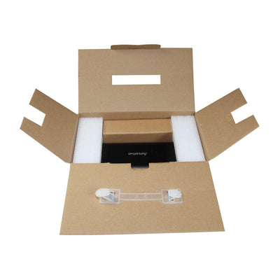 Battery pack for LED trade show lighting packed with protective foam in cardboard box