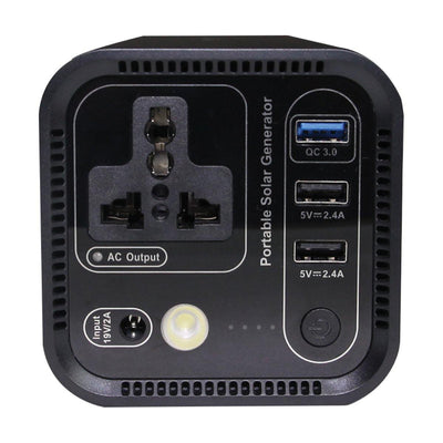 Portable solar generator with multiple USB and AC outputs for trade shows and special events