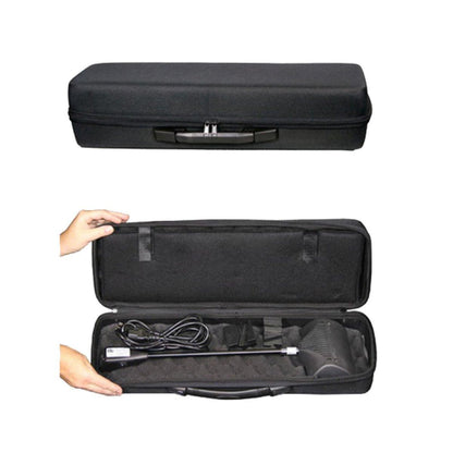 Protective hard carrying case with foam insert holding electrical equipment for trade shows and exhibitions