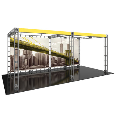 Modular truss display system with large graphic panels for trade shows and exhibitions