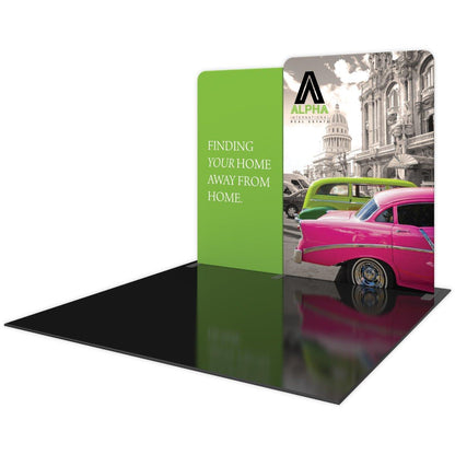 10ft trade show display with real estate branding and vintage car background for exhibitions