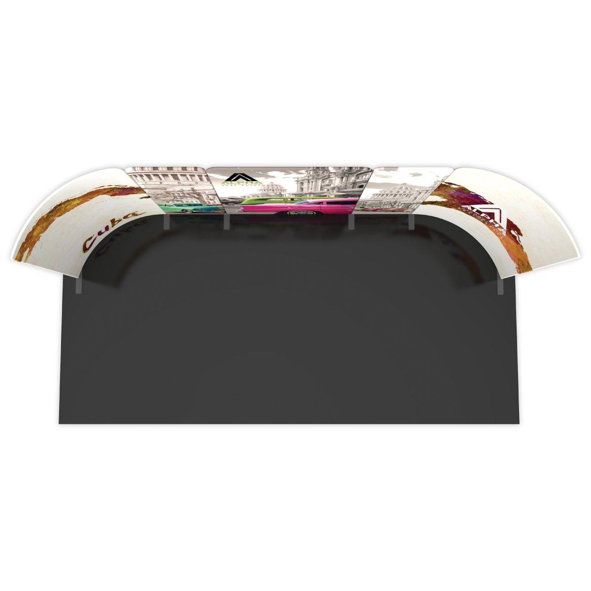 20ft modular trade show display kit with curved graphic panels for exhibitions and special events