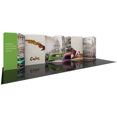 Curved trade show display with vintage Cuba themed graphics for exhibitions and special events