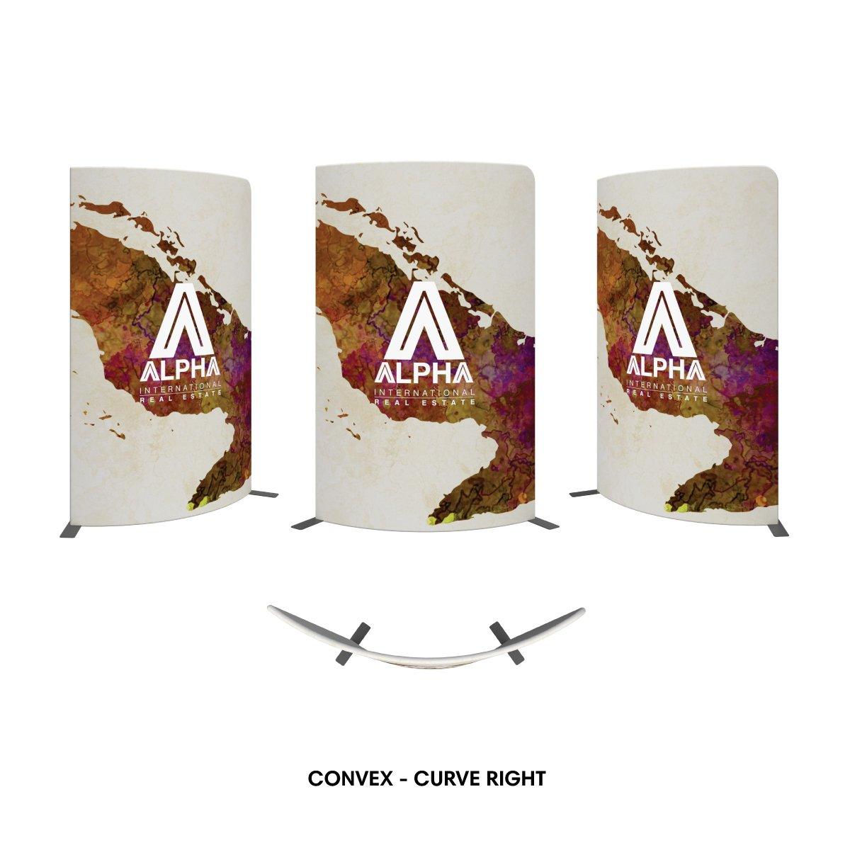 Curved convex trade show display with custom graphics for exhibitions and special events
