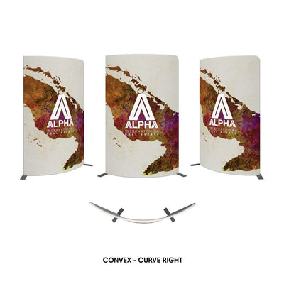 Curved convex trade show display with custom graphics for exhibitions and special events