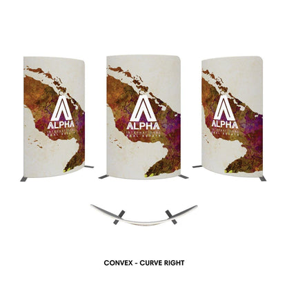 Curved convex trade show display with custom graphics for exhibitions and special events
