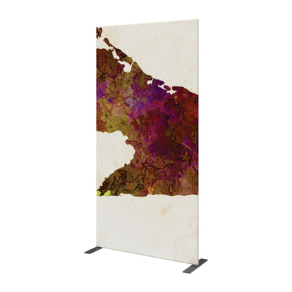 Freestanding decorative panel with abstract design for trade show and exhibition displays