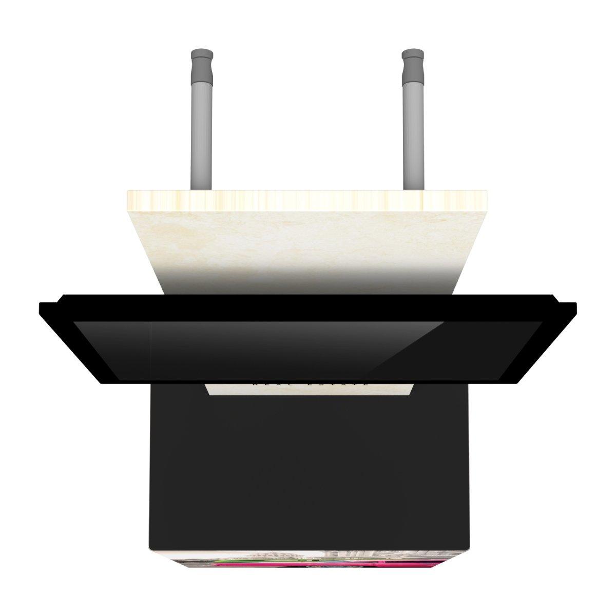 Top view of trade show exhibit counter with display screen and sturdy tabletop for events