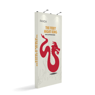 Tension fabric trade show display featuring dragon graphic and text for exhibitions and special events
